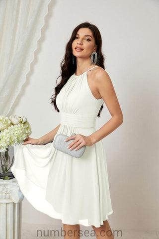 Vestidos de fiesta de bienvenida con cuello halter, vestido formal de cóctel para noche 28011 