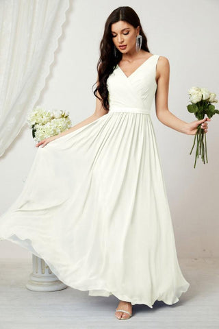 Vestidos largos de dama de honor de gasa para mujer, corte A, sin mangas, vestido formal para fiesta de noche, vestidos de bienvenida 2808 