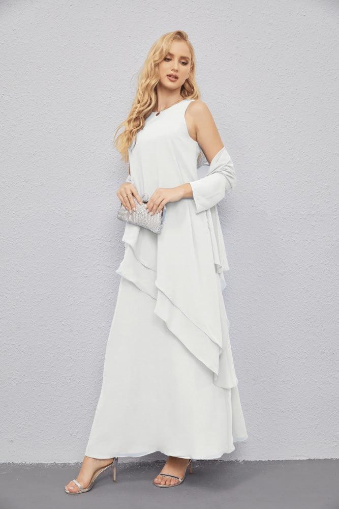 Vestidos de madre de la novia con cárdigan ligero abierto al frente, vestido formal de fiesta 28081 