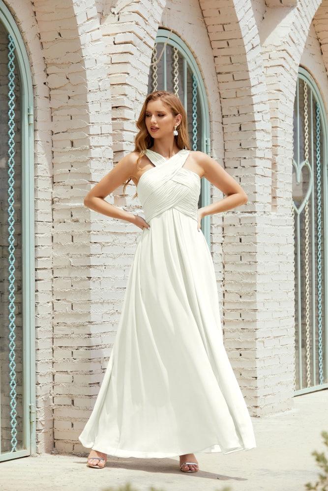 Vestidos de dama de honor con cuello halter, vestido formal de cóctel o de fiesta 28015 
