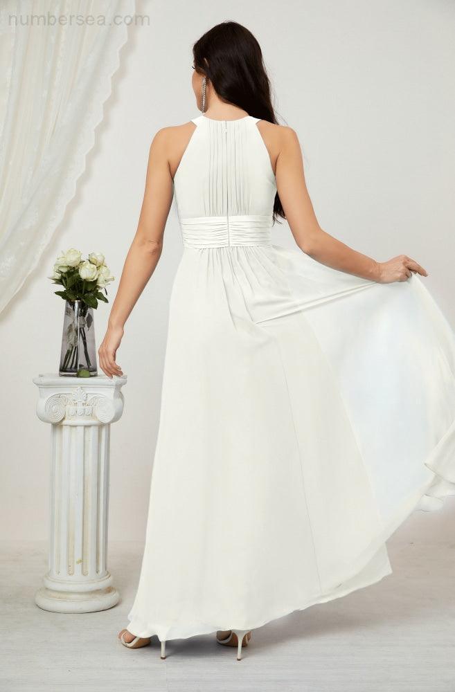 Robe de soirée formelle Baoleely en mousseline de soie, col licou, longue, sans manches, robe de demoiselle d'honneur 2802 