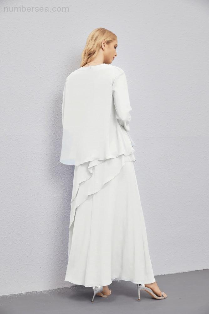 Vestidos de madre de la novia con cárdigan ligero abierto al frente, vestido formal de fiesta 28081 