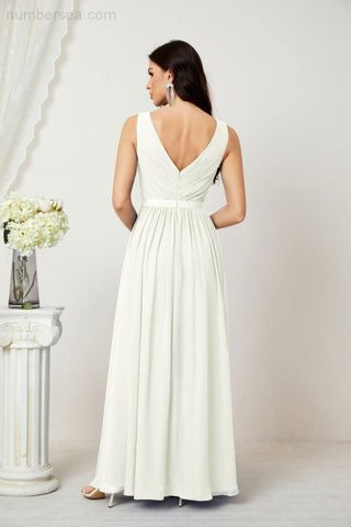 Vestidos largos de dama de honor de gasa para mujer, corte A, sin mangas, vestido formal para fiesta de noche, vestidos de bienvenida 2808 