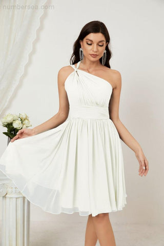 Vestido corto de gasa con un solo hombro para dama de honor de mujer Baoleely, ideal para fiestas y eventos formales como el baile de bienvenida (modelo 2804).
