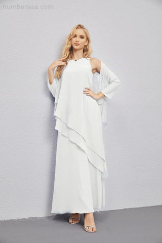 Vestidos de madre de la novia con cárdigan ligero abierto al frente, vestido formal de fiesta 28081 