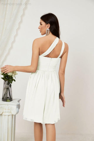 Vestido corto de gasa con un solo hombro para dama de honor de mujer Baoleely, ideal para fiestas y eventos formales como el baile de bienvenida (modelo 2804).