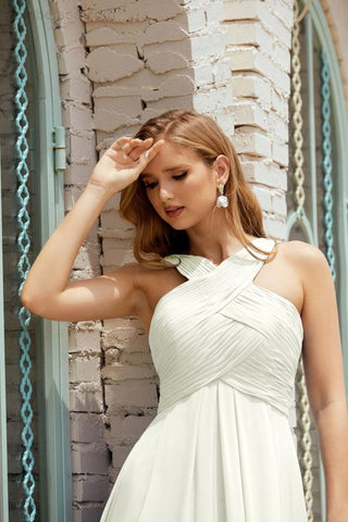 Vestidos de dama de honor con cuello halter, vestido formal de cóctel o de fiesta 28015 