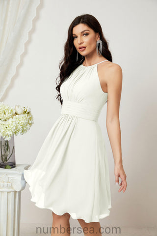 Vestidos de fiesta de bienvenida con cuello halter, vestido formal de cóctel para noche 28011 