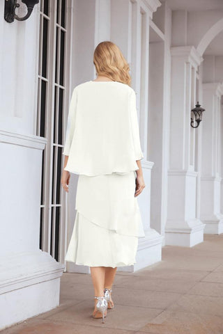 Vestido de fiesta formal de dos piezas corte A para la madre de la novia Sunderly SY28072