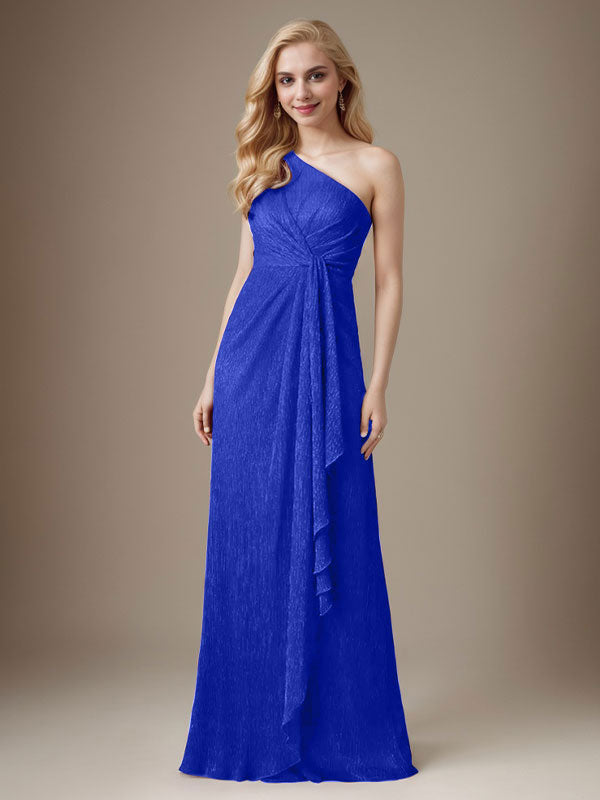 Vestido Ruby Sheath de malla metálica con un solo hombro para la madre de la novia