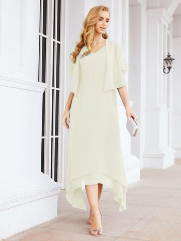 Vestido de fiesta formal de dos piezas corte A para la madre de la novia Sunderly SY28073