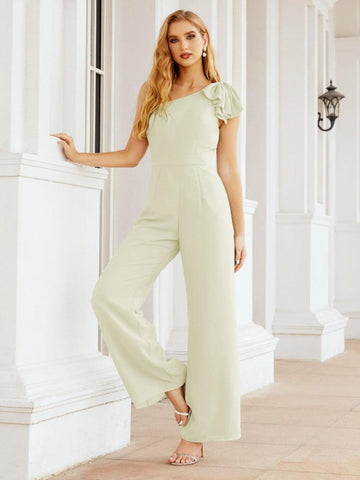 Baoleely Women's One Shoulder Long Jumpsuit Formal Evening Dress Long Bridesmaid Dresses Pants Wedding Party 28034