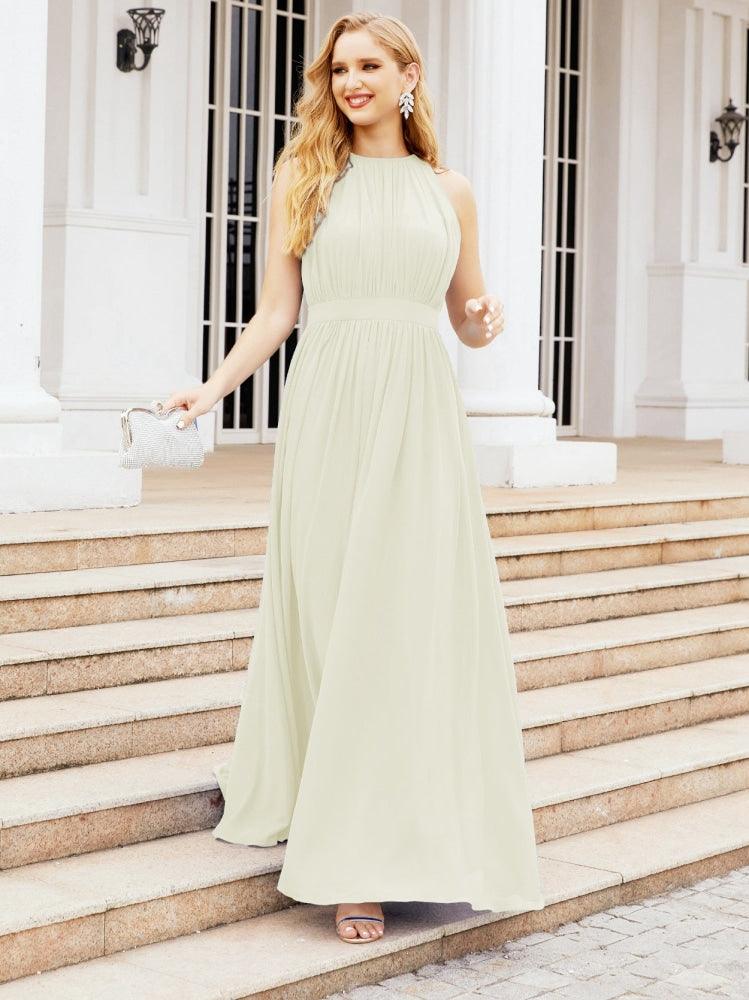 Baoleely Halter Bridesmaid Dress Empire Waist Formal Evening Prom Gown for Mother of The Bride 28030