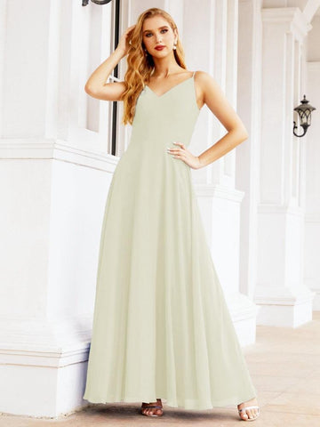 Vestido de dama de honor Baoleely con tirantes finos, escote en V, espalda con mariposa, vestido formal de noche para fiesta o graduación 28036