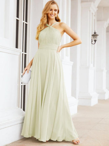 Baoleely Crisscross Halter Bridesmaid Dresses for Party Wedding Evening Prom Maxi Ball Gowns 28053