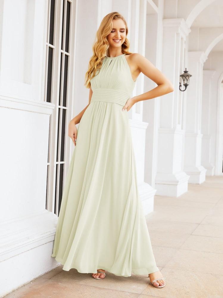 Baoleely Keyhole Bridesmaid Dresses Sleeveless Formal Evening Party Prom Gowns 28043