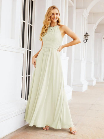 Vestidos de dama de honor Baoleely con escote tipo ojo de cerradura, sin mangas, para fiestas formales de noche y graduación 28043