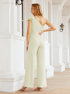 Baoleely Women's One Shoulder Long Jumpsuit Formal Evening Dress Long Bridesmaid Dresses Pants Wedding Party 28034