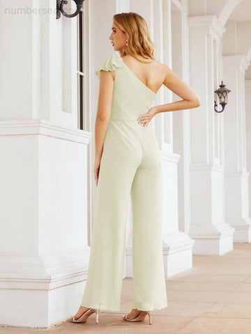 Baoleely Women's One Shoulder Long Jumpsuit Formal Evening Dress Long Bridesmaid Dresses Pants Wedding Party 28034