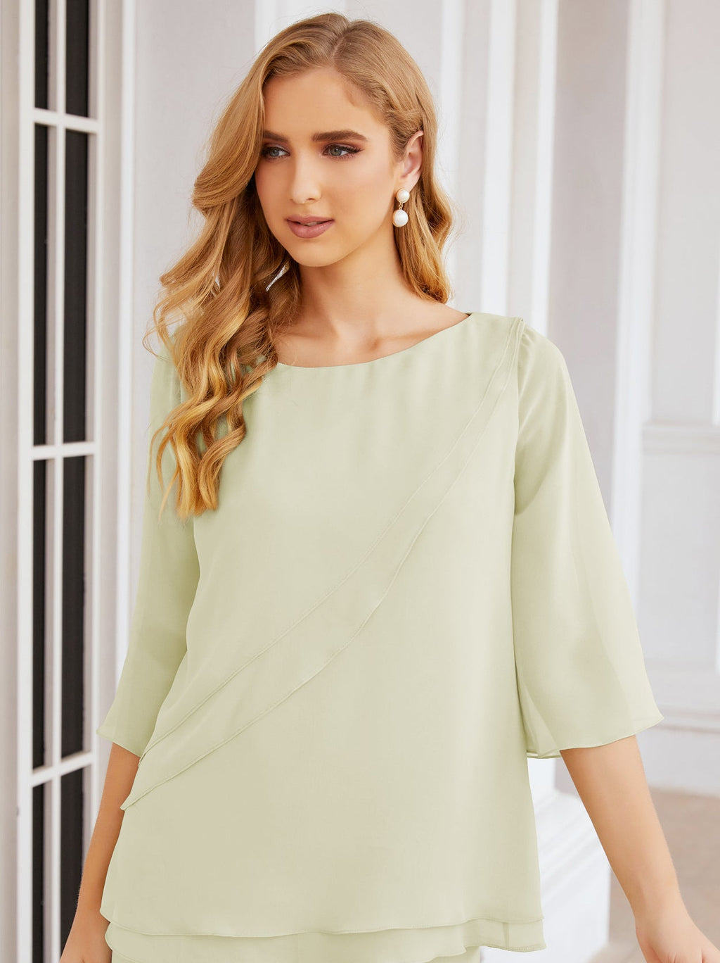 Baoleely Élégante robe mère de la mariée 2 pièces, grande taille, pantalon, volants, couches argentées, peignoir 28064