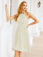 Robe de demoiselle d'honneur courte en mousseline de soie, dos nu, sans manches, robe de soirée formelle, dos nu, Baoleely 28023 