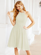 Robe de demoiselle d'honneur courte en mousseline de soie, dos nu, sans manches, robe de soirée formelle, dos nu, Baoleely 28023 