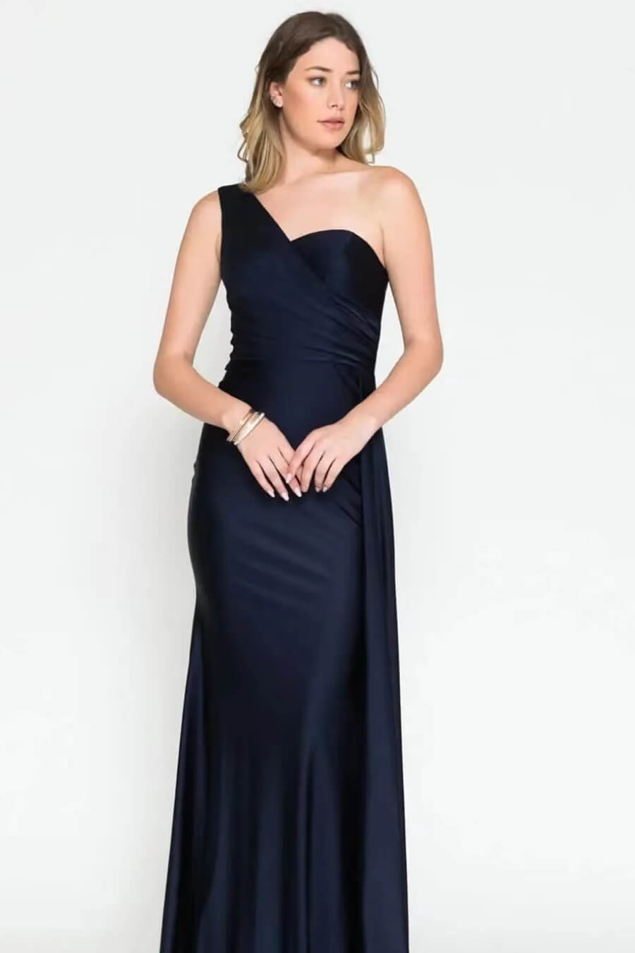 Robe de soirée sirène longue asymétrique à volants, élégante et élégante