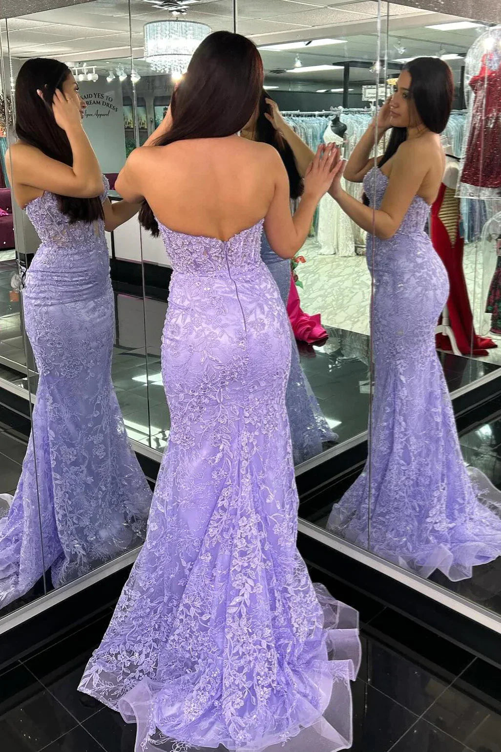 Gorgeous Mermaid Sweetheart Black Corset Prom Dress with Appliques