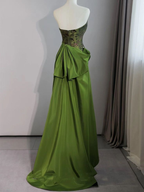 Vestido de noche largo de sirena verde vintage con escote corazón Y7624