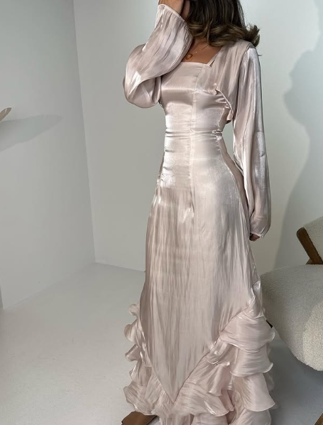 Robe de bal vintage à volants plissés, robe de soirée longue Y4595
