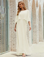 Vestido de dama de honor Sunderly para mujer, manga larga, cuello en V, de gasa, vestido formal de fiesta de boda SY28018
