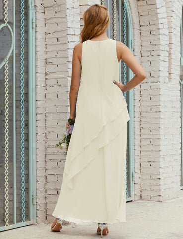 Vestido largo de gasa de talla grande para la madre de la novia, vestido de gala para dama de honor, vestido de graduación SY28019