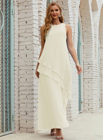 Vestido largo de gasa de talla grande para la madre de la novia, vestido de gala para dama de honor, vestido de graduación SY28019