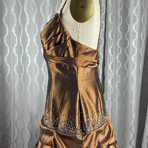 Vintage Satin Beaded Ruched Evening Dress Memaid Prom Dress Y8243