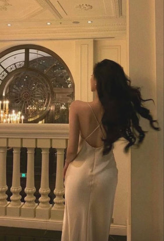 Robe de soirée longue en satin de soie à dos croisé, robe de soirée sexy Y717