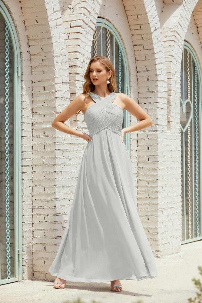 Vestidos de dama de honor con cuello halter, vestido formal de cóctel o de fiesta 28015 