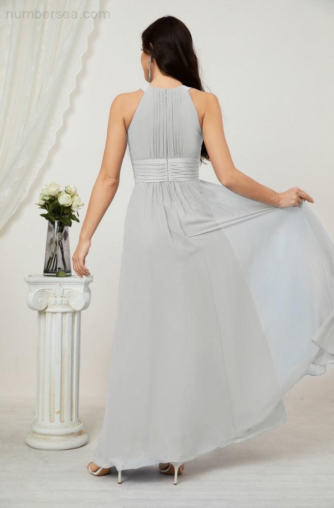 Robe de soirée formelle Baoleely en mousseline de soie, col licou, longue, sans manches, robe de demoiselle d'honneur 2802 