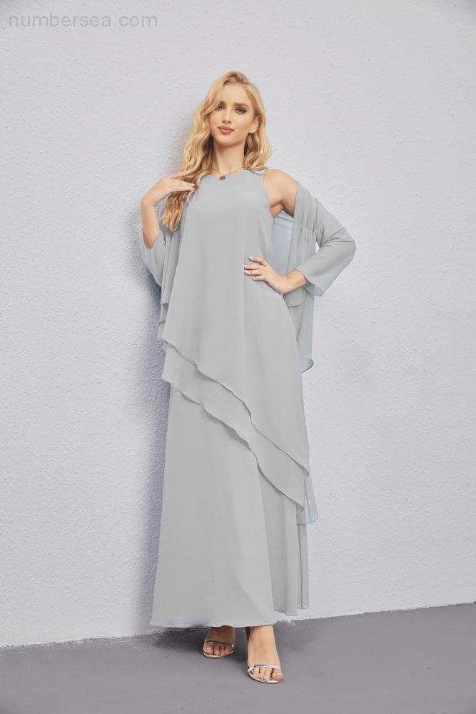 Vestidos de madre de la novia con cárdigan ligero abierto al frente, vestido formal de fiesta 28081 