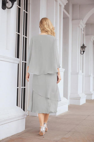 Vestido de fiesta formal de dos piezas corte A para la madre de la novia Sunderly SY28072