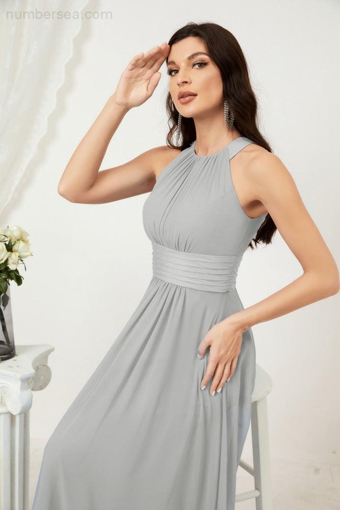 Robe de soirée formelle Baoleely en mousseline de soie, col licou, longue, sans manches, robe de demoiselle d'honneur 2802 