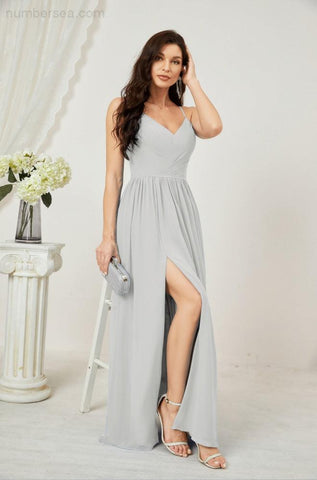 Vestidos de dama de honor con cuello alto Baoleely, de gasa, largos, corte en A, vestido formal de fiesta para boda, fiesta de noche 2801 