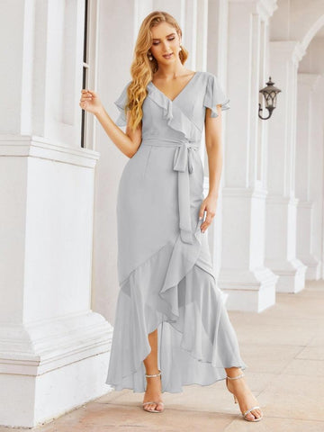 Vestidos de dama de honor Baoleely con volantes, estilo sirena, para fiestas formales, vestidos de noche, bailes de graduación y vestidos de violín 28042