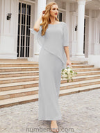 Vestido largo de fiesta formal Sunderly para la madre de la novia con capa de volantes SY28026