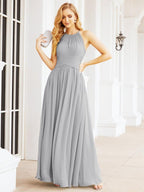 Baoleely Sleeveless Bridesmaid Dresses Long Prom Gown Zipper with Keyhole Back 28056
