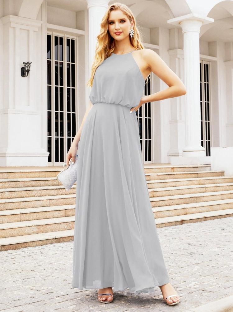 Baoleely  Halter Long Bridesmaid Dresses Formal A line Juniors Dress 28029