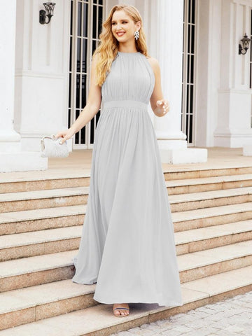 Baoleely Halter Bridesmaid Dress Empire Waist Formal Evening Prom Gown for Mother of The Bride 28030