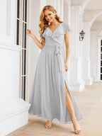 Bridesmaid Dresses with Flutter Sleeves Formal Evening Party Prom Gowns 28044
