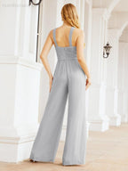 Baoleely Crisscross Neck Jumpsuit Formal Evening Dress Long Bridesmaid Dresses Bell-bottomed Pants 28033