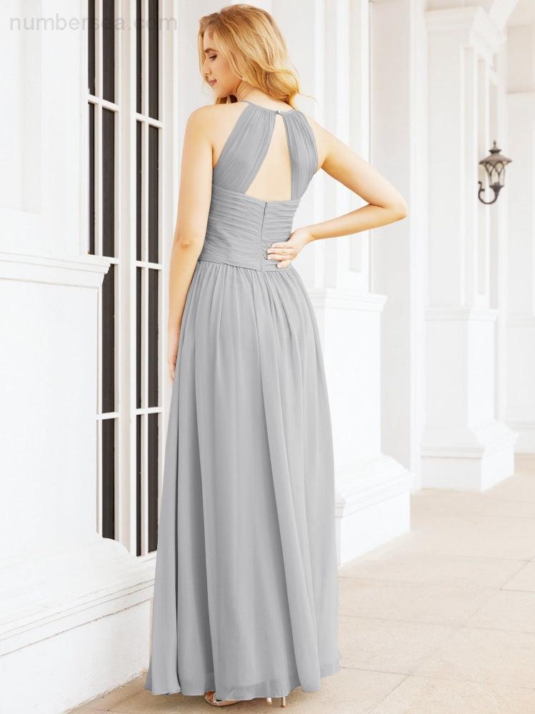 Baoleely Sleeveless Bridesmaid Dresses Long Prom Gown Zipper with Keyhole Back 28056