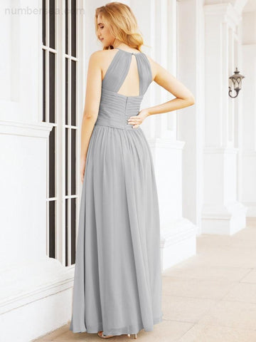 Baoleely Sleeveless Bridesmaid Dresses Long Prom Gown Zipper with Keyhole Back 28056